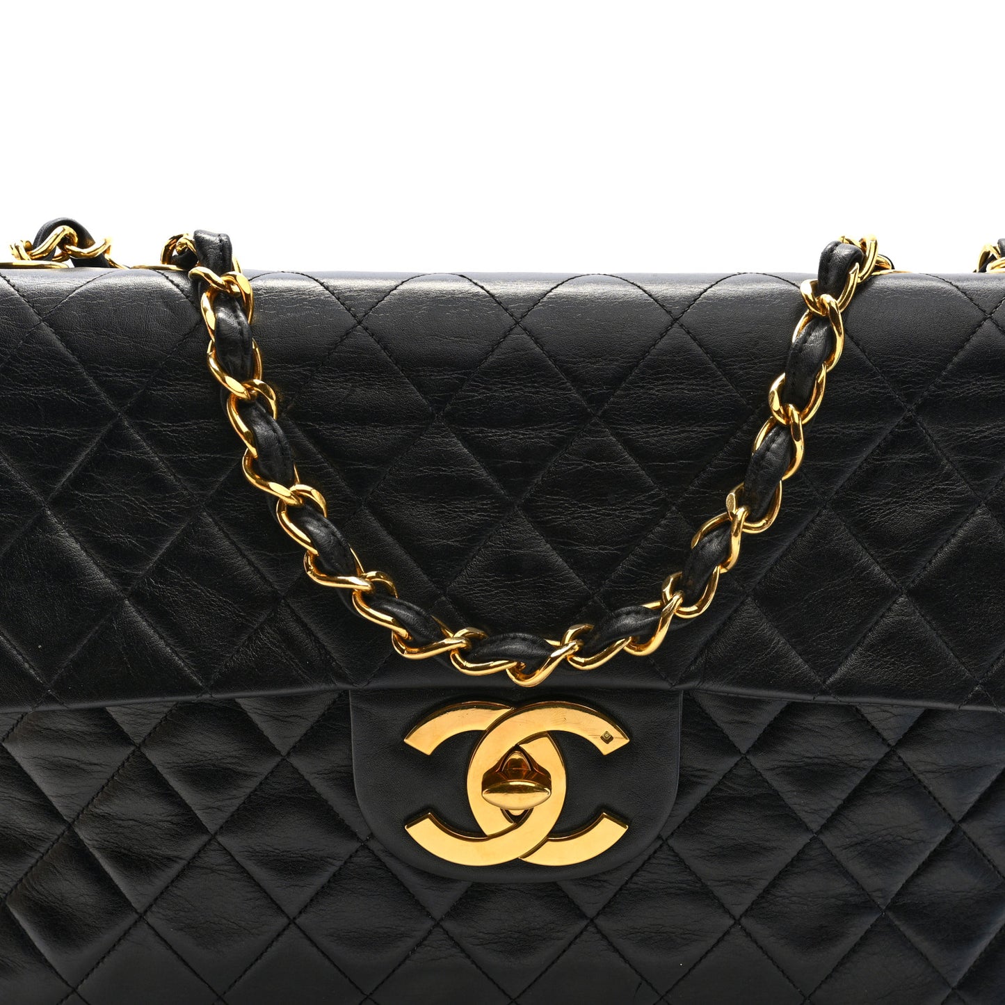 Lambskin Quilted XL Jumbo Single Flap Black