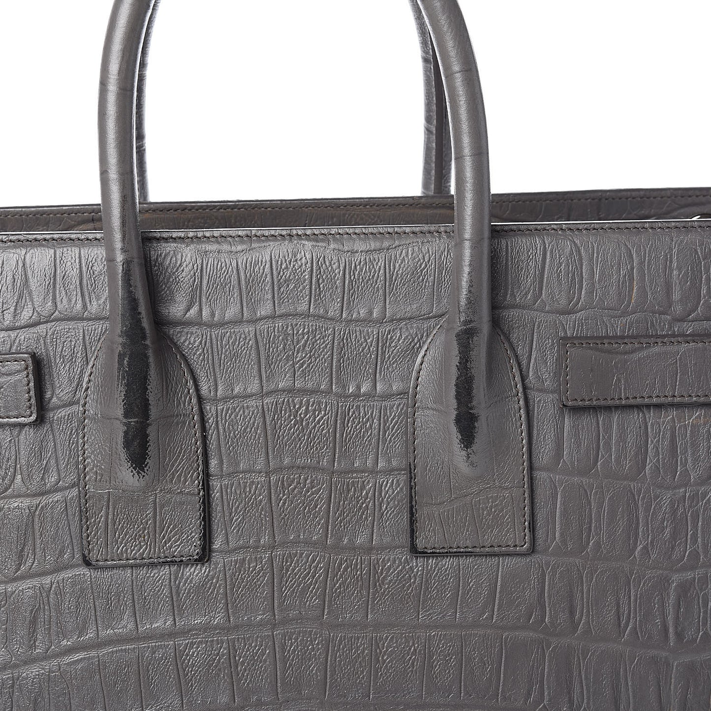Calfskin Crocodile Embossed Small Sac De Jour Fog