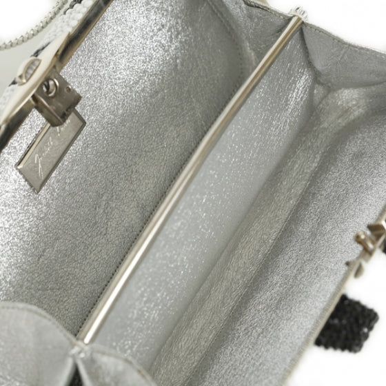 Crystal Starburst Clutch Black White