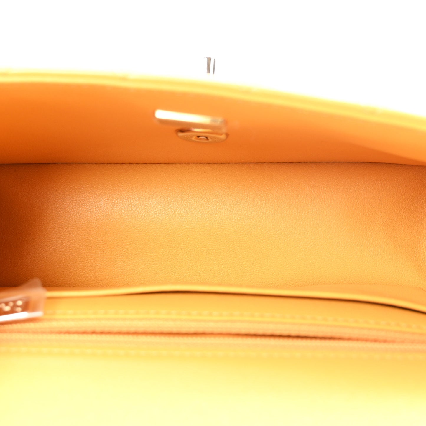 Lambskin Quilted Mini Top Handle Rectangular Flap Yellow