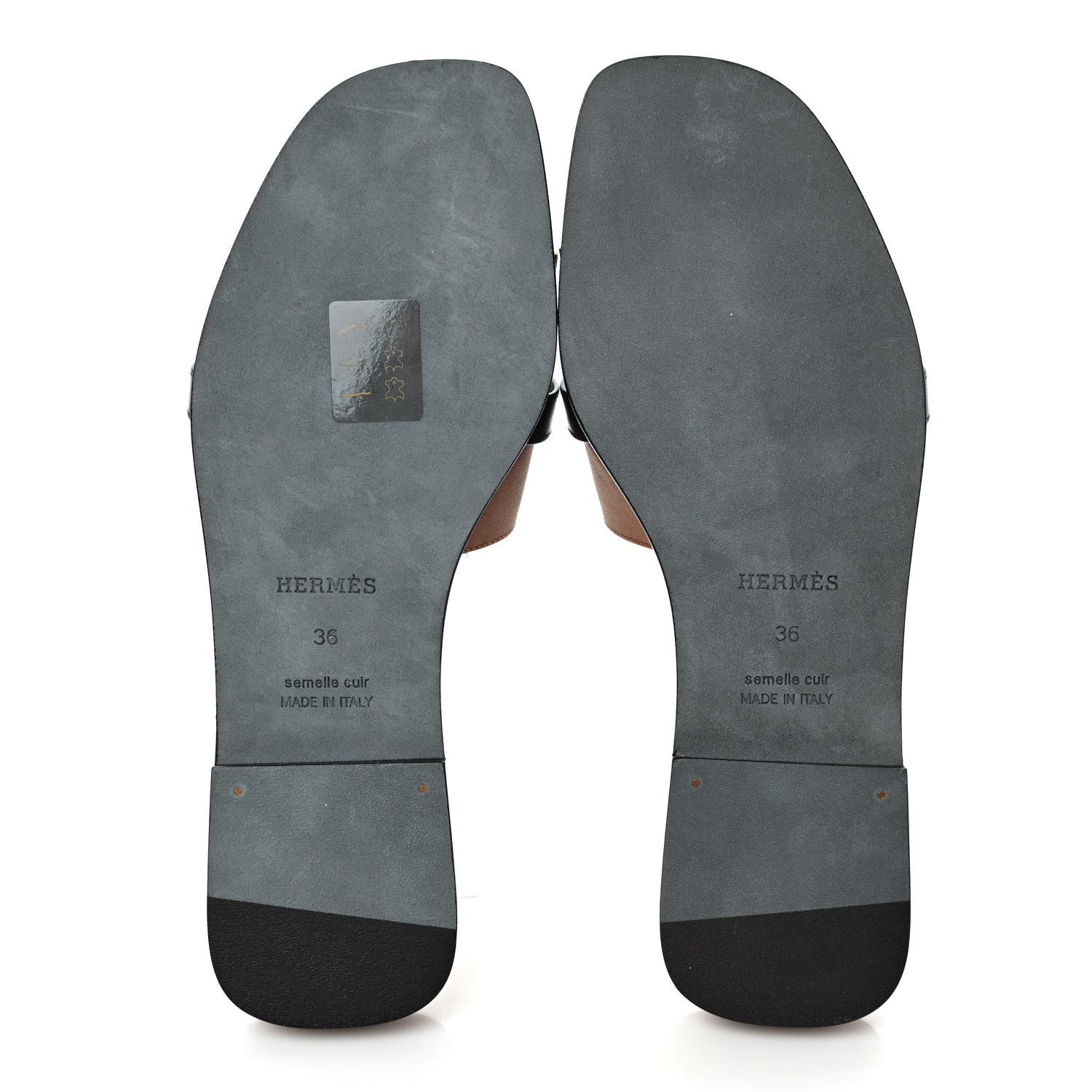 Hermes Calfskin Giulia Sandals 36 Naturel Black 5 of 9