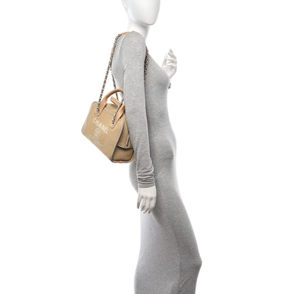 Chanel Denim Deauville Bowling Bag Beige 3 of 10