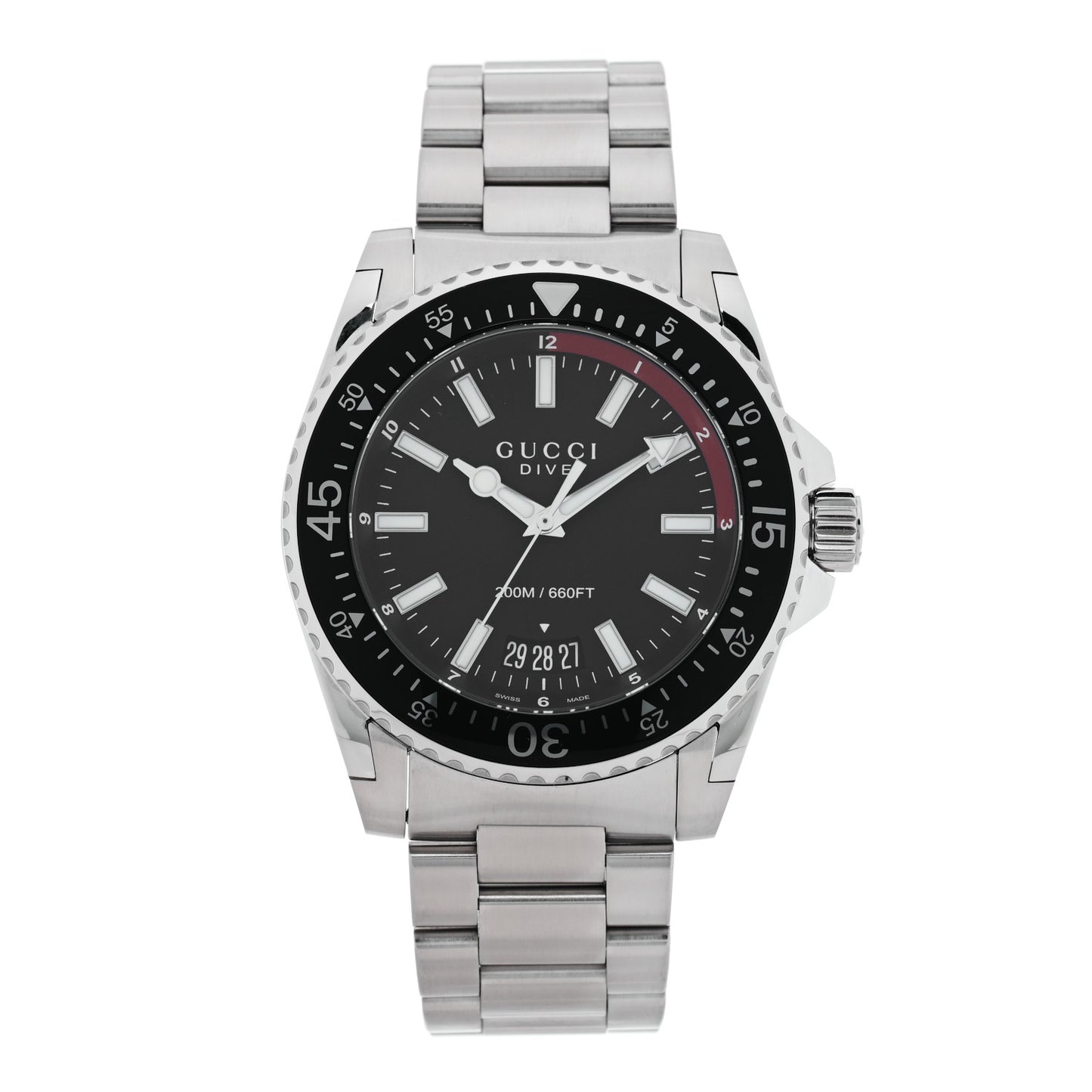 Stainless Steel 45mm Dive GMT Quartz Watch Black