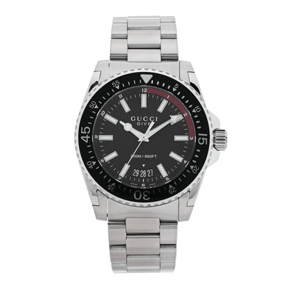 Gucci Stainless Steel 45mm Dive GMT Quartz Watch Black 1 of 5
