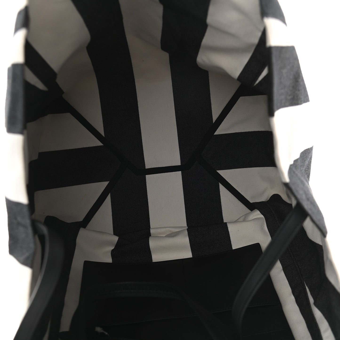 Canvas Striped Large Phantom Cabas Black White