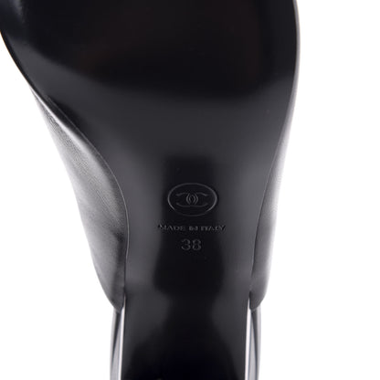 Chanel Lambskin Cap Toe Mules 38 Black 8 of 9