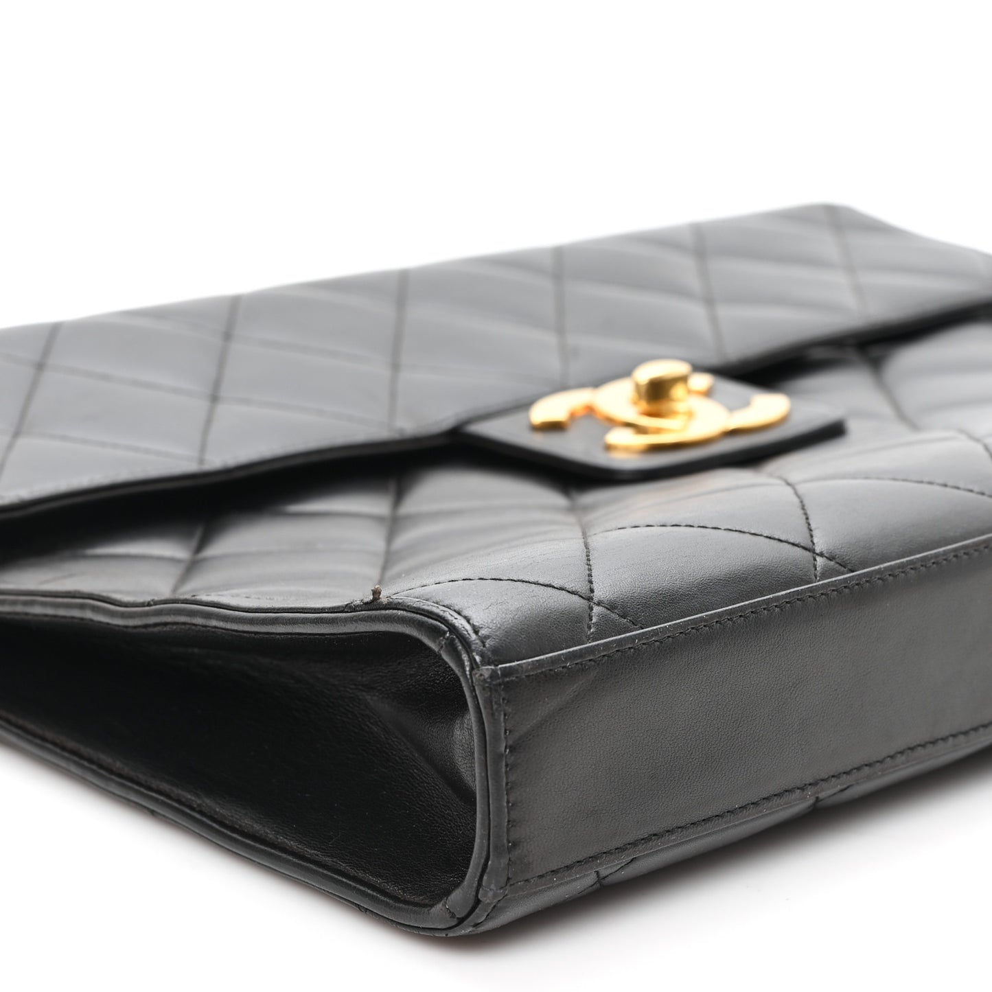 Lambskin Quilted Briefcase Laptop Bag Black