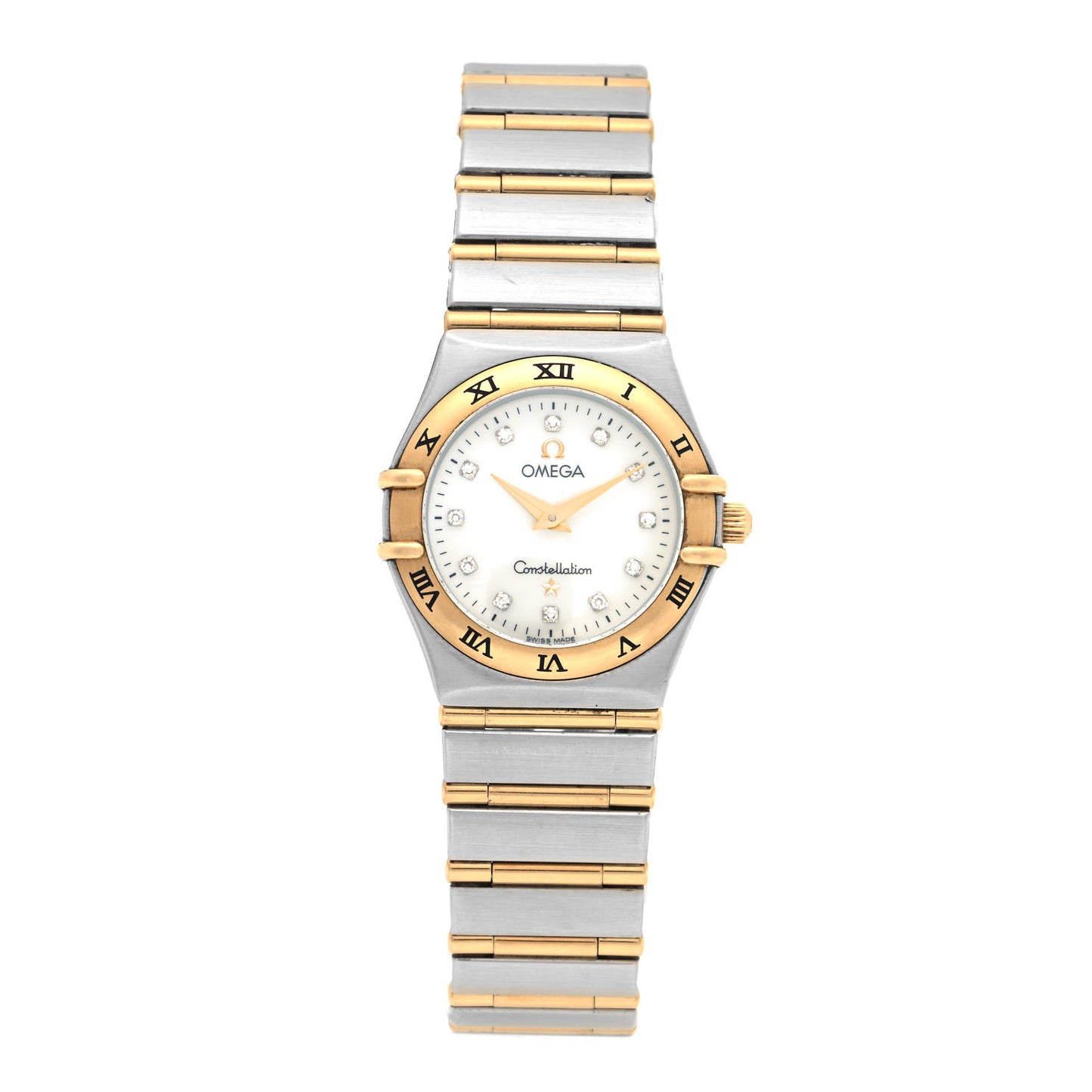 Stainless Steel 18K Yellow Gold Diamond Mother of Pearl 25mm Constellation Manhattan Quartz Watch 1272.75.00