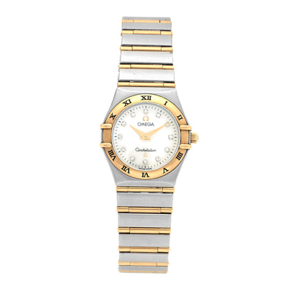 Omega Stainless Steel 18K Yellow Gold Diamond Mother of Pearl 25mm Constellation Manhattan Quartz Watch 1272.75.00 2 of 5
