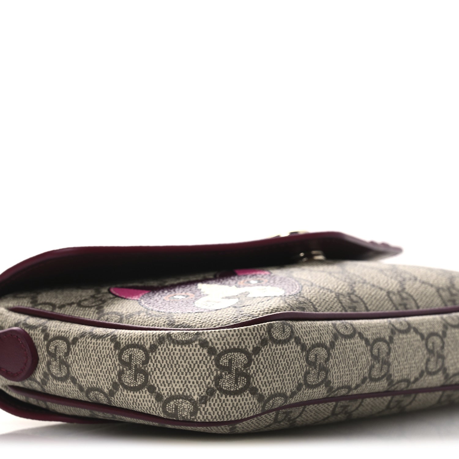 Gucci GG Supreme Monogram Cat Print Mini Shoulder Bag Beige Ebony
