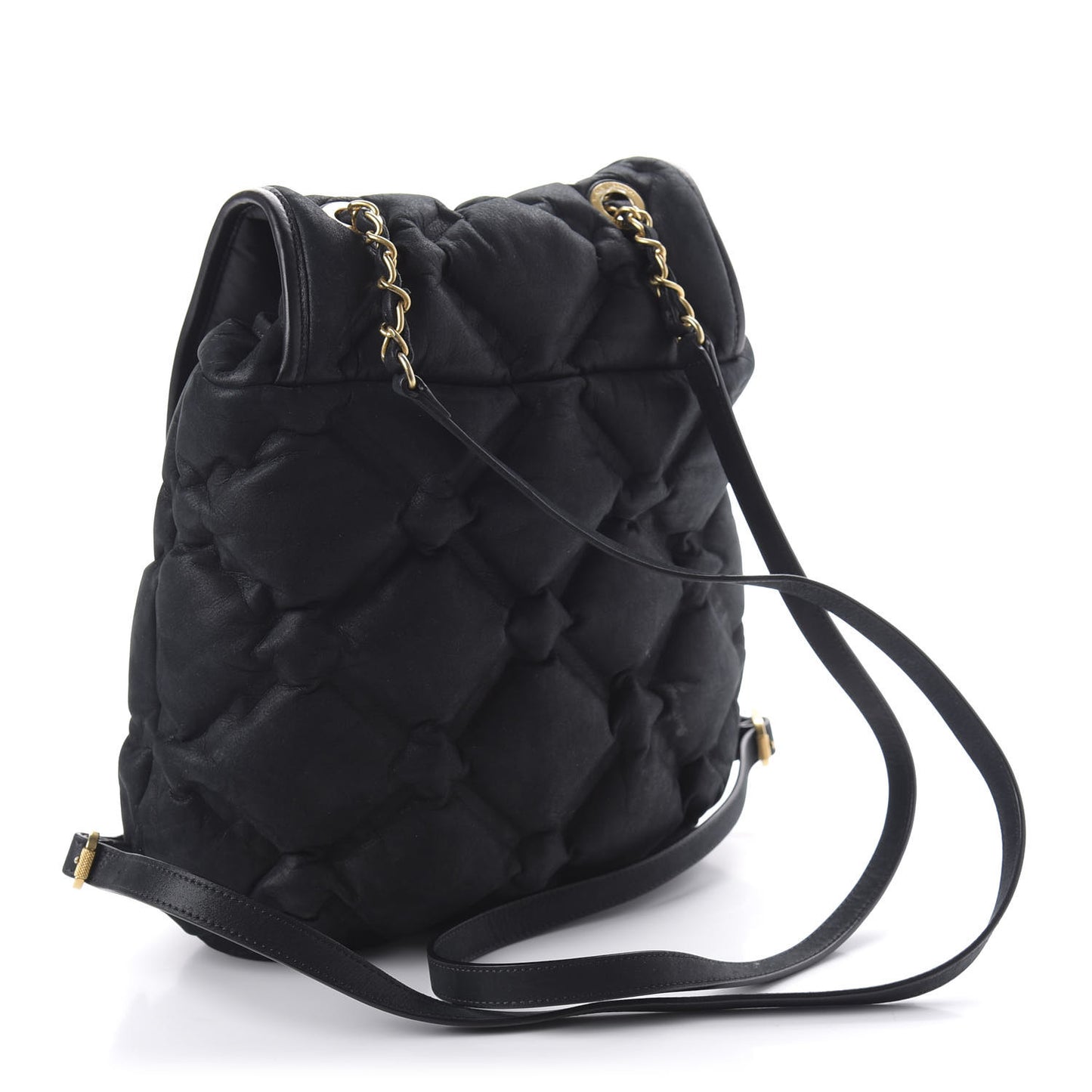 Iridescent Calfskin Quilted Chesterfield Backpack Black