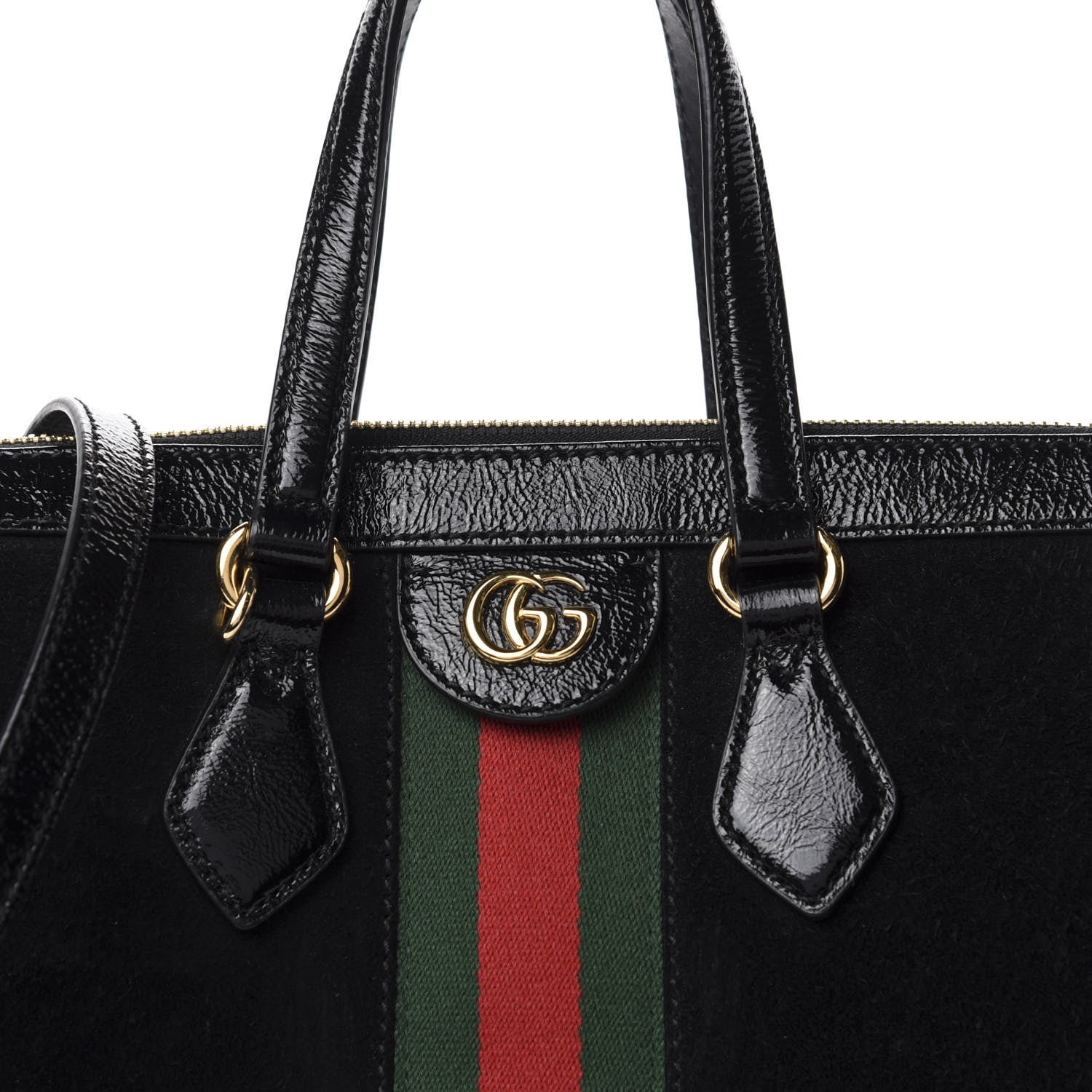 Gucci Suede Patent GG Web Medium Ophidia Tote Bag Black 10 of 10