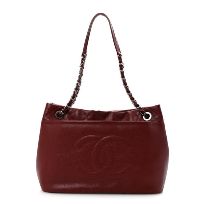 Chanel Caviar Quilted Timeless CC Soft Tote Dark Red 1 of 10