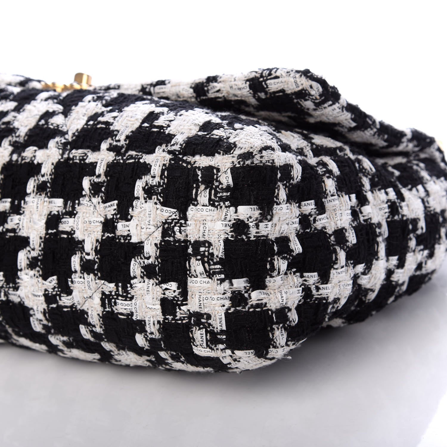 Chanel Tweed Quilted Maxi Chanel 19 Flap Black Ecru White 8 of 10
