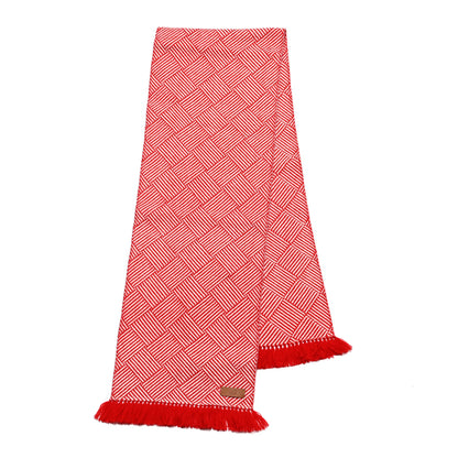 Hermes Cashmere Tile Weave Muffler Rouge Laque Ecru 2 of 5