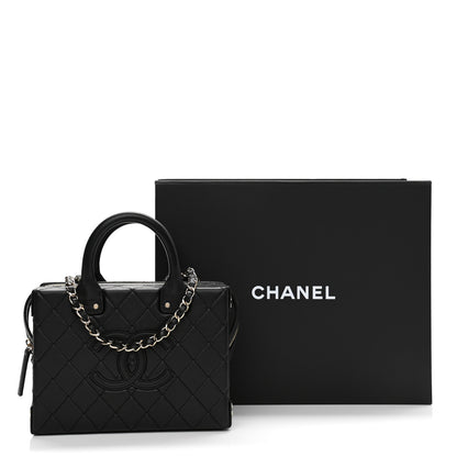 Chanel Calfskin Quilted Studded Square Vanity Case Black 10 of 10