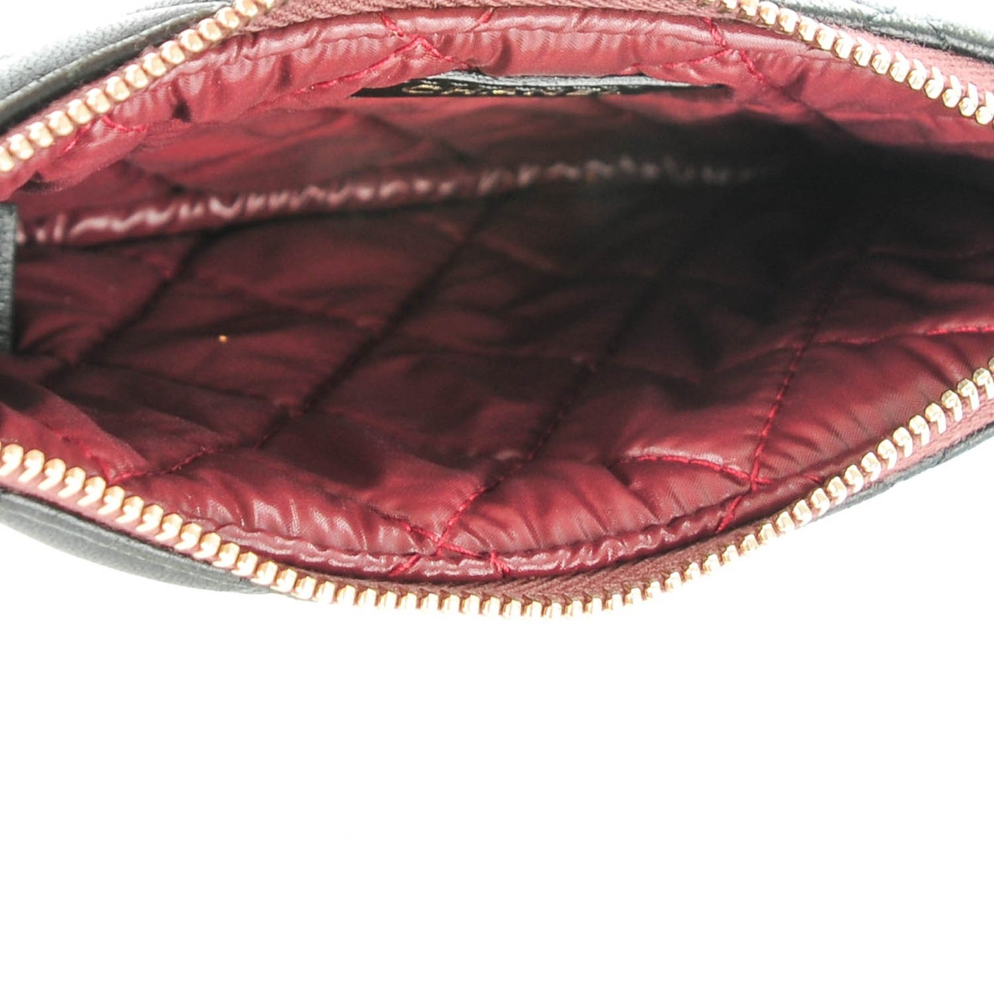 Lambskin Quilted Coin Purse Case Black