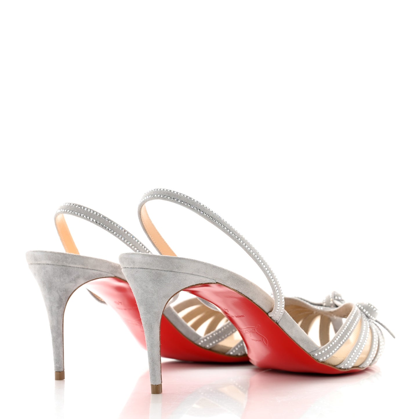 Suede Mesh Embellished Araborda 70 Slingback Sandals 40 Light Grey