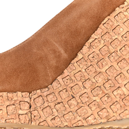 Jimmy Choo Suede Pacific 120mm Peep-Toe Cork Wedge Sandal 40 Canyon 9 of 11
