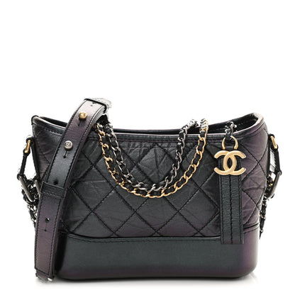 Chanel Iridescent Aged Calfskin Quilted Small Gabrielle Hobo Black 1 of 10