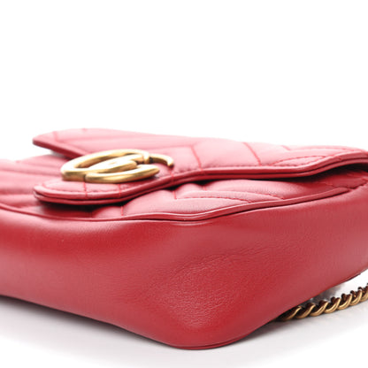 Gucci Calfskin Matelasse Super Mini GG Marmont Shoulder Bag Hibiscus Red 6 of 8