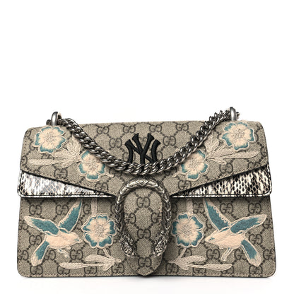 Gucci X MLB GG Supreme Monogram Snakeskin NY Yankees Patch Embroidered Small Dionysus Shoulder Bag 1 of 9