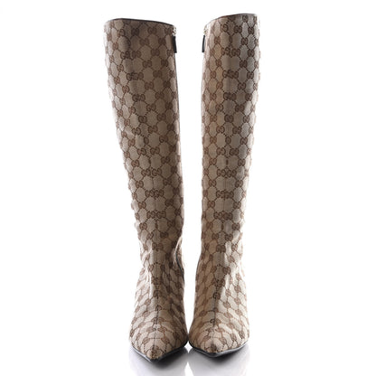 Gucci Monogram Tall Boots 9.5 Brown 3 of 8