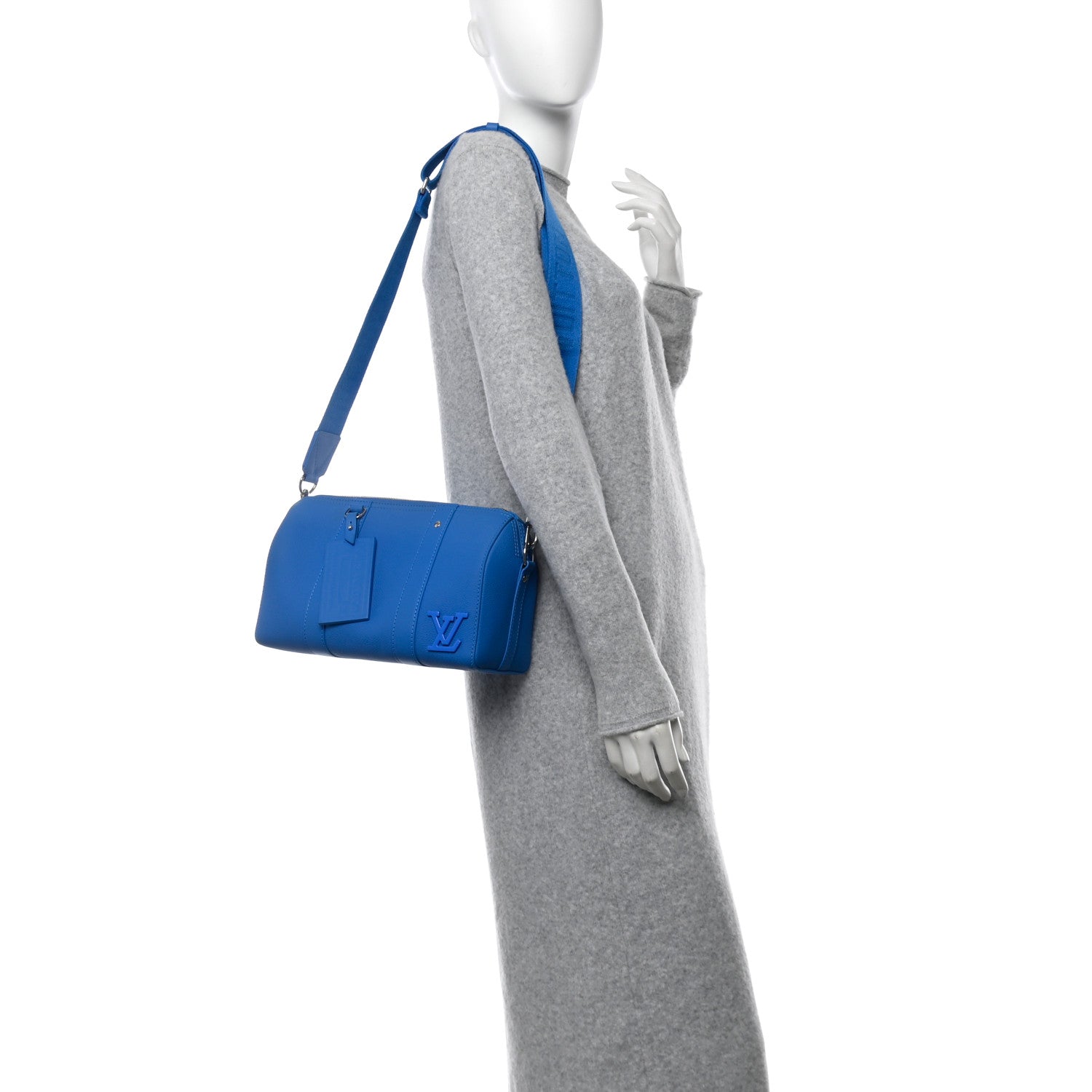 Louis Vuitton Grained Calfskin Aerogram City Keepall Bright Blue 2 of 10