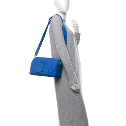 Louis Vuitton Grained Calfskin Aerogram City Keepall Bright Blue 2 of 10