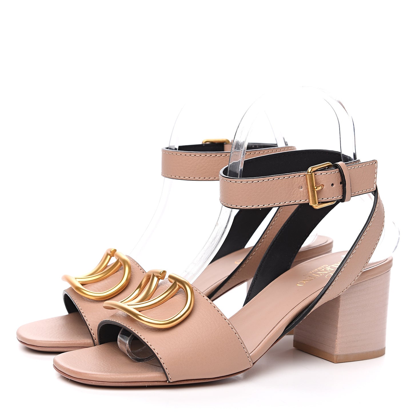 Grainy Cowhide VLogo 60mm Sandals 36.5 Rose Cannelle