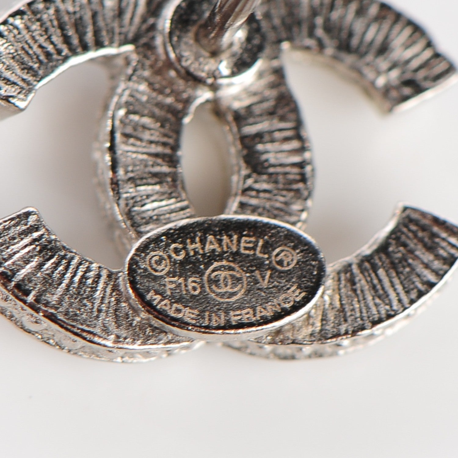 Chanel Crystal Timeless CC Earrings Silver 4 of 5