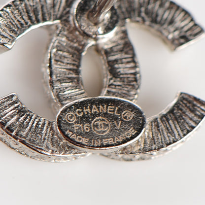 Chanel Crystal Timeless CC Earrings Silver 4 of 5