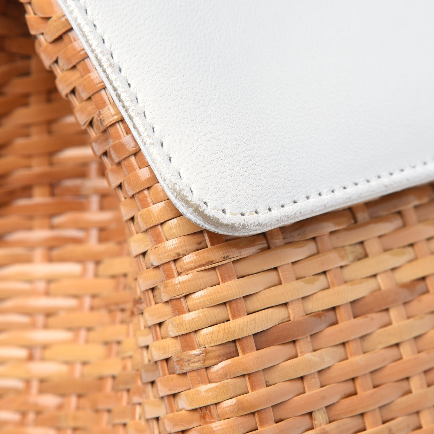 Chanel Lambskin Straw Basket Shoulder Bag Light Beige 19 of 22