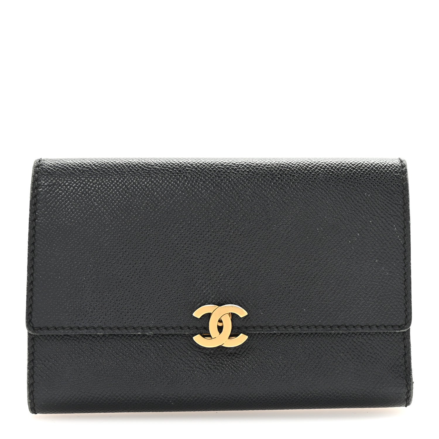 Chanel Grained Calfskin CC Flap Wallet Black 1 of 8
