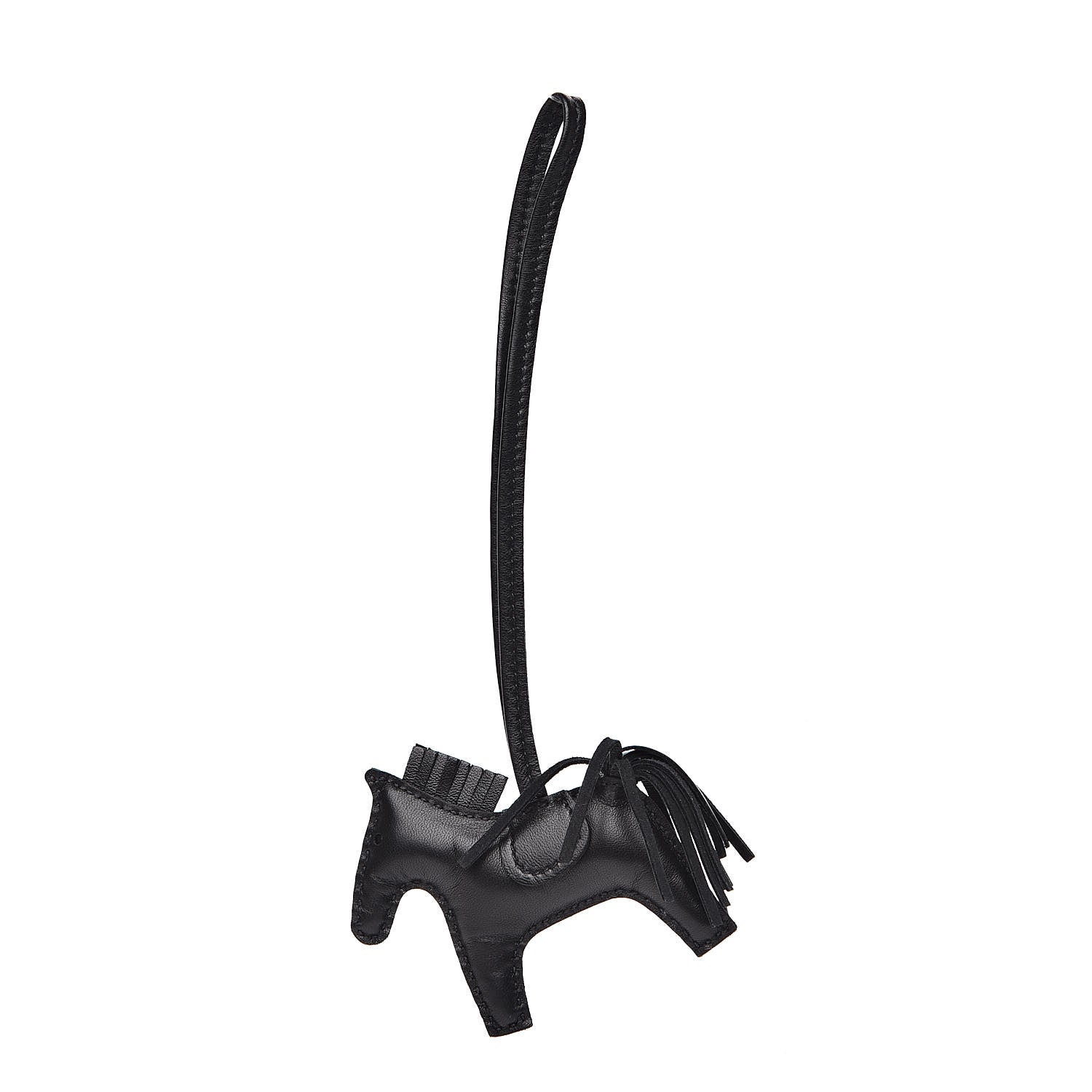 Hermes Milo Lambskin Grigri Rodeo Horse Bag Charm PM So Black 1 of 4