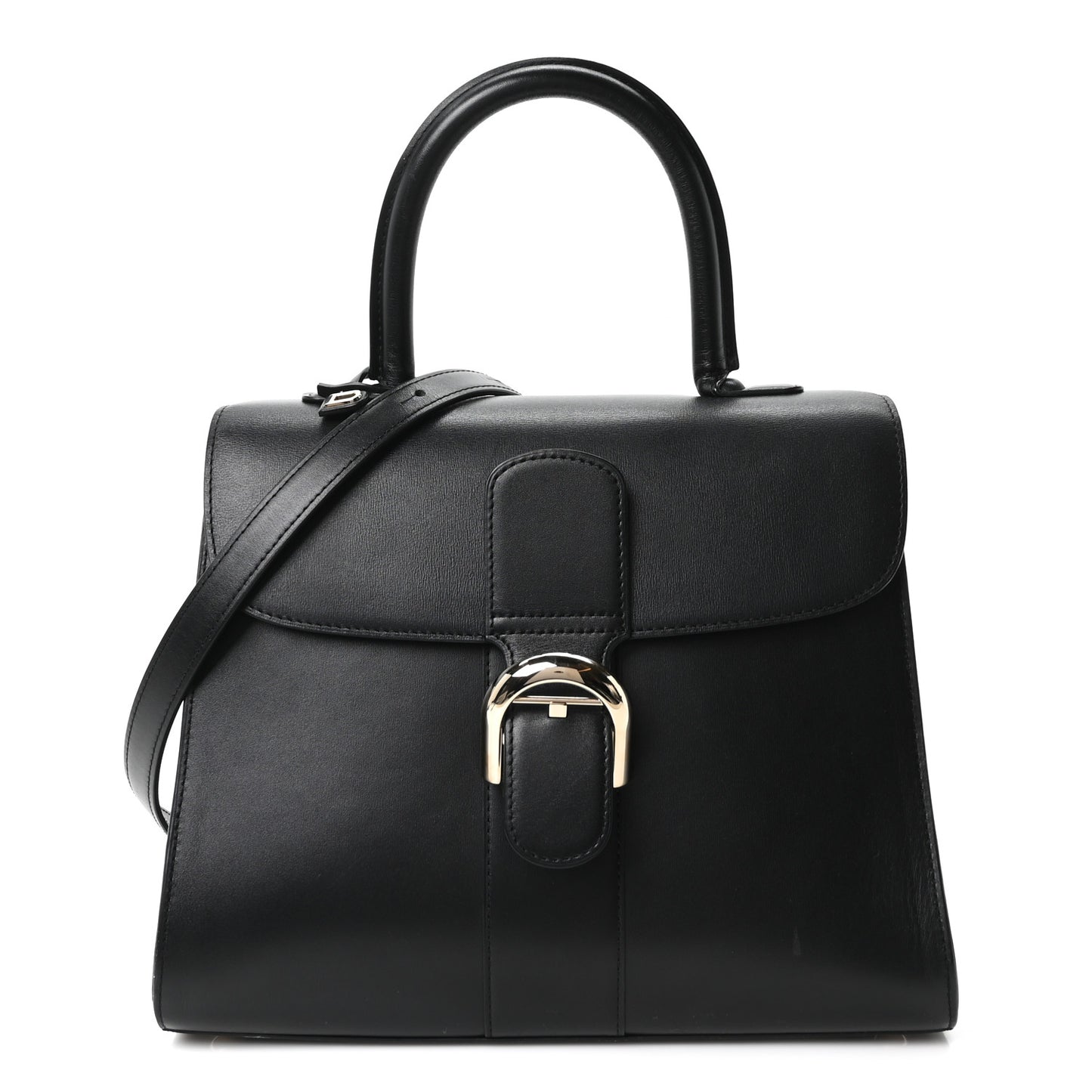 Box Calfskin MM Brillant Satchel Black Black