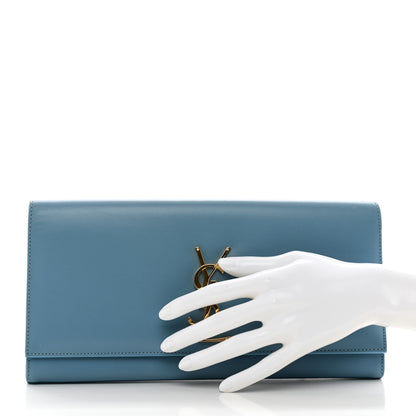 Saint Laurent Smooth Calfskin Classic Monogram Cassandre Clutch Blue Glacier 2 of 9