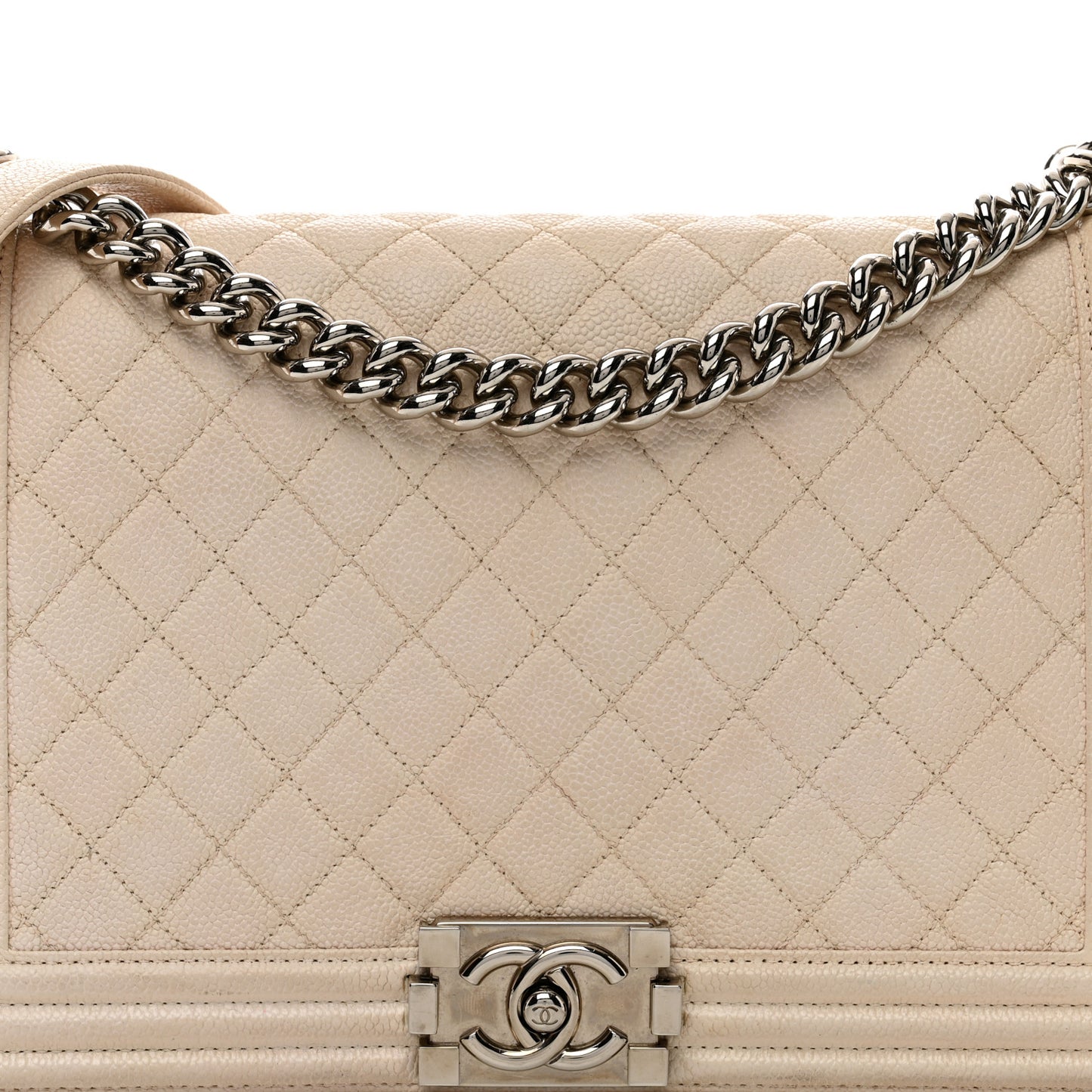 Caviar Quilted New Medium Boy Flap White