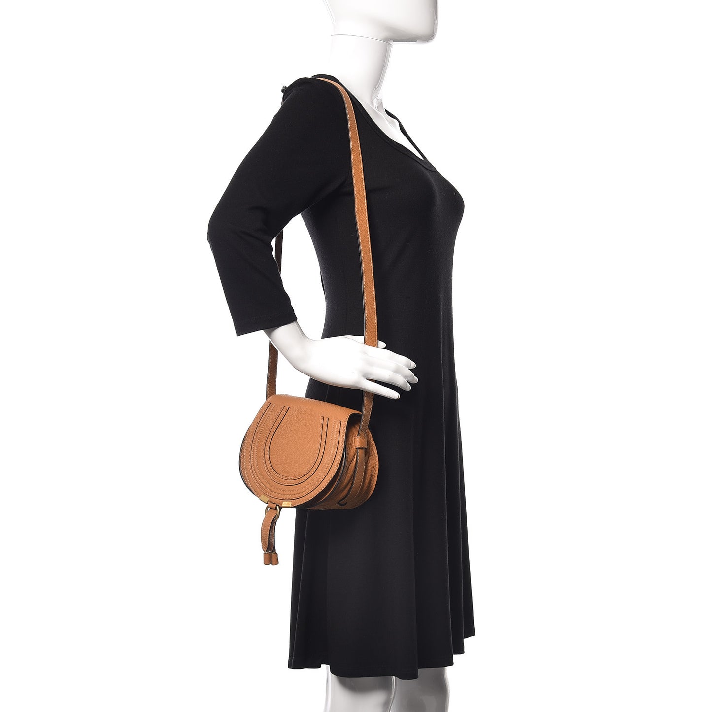 Calfskin Mini Marcie Round Crossbody Bag Autumnal Brown