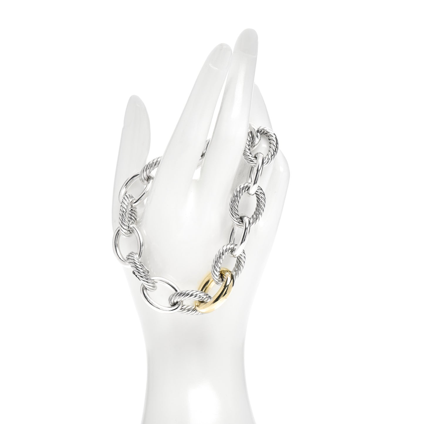 Sterling Silver 18K Yellow Gold 19mm Extra Large Oval Link Bracelet