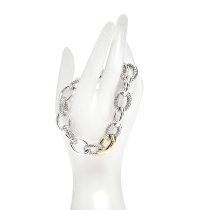 David Yurman Sterling Silver 18K Yellow Gold 19mm Extra Large Oval Link Bracelet 2 of 4