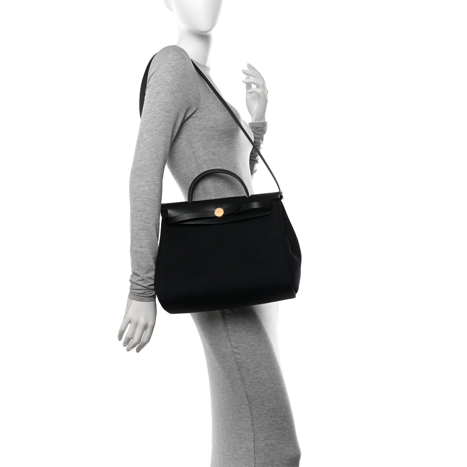 Hermes Military Toile Vache Hunter Herbag Zip PM 31 Black 2 of 13