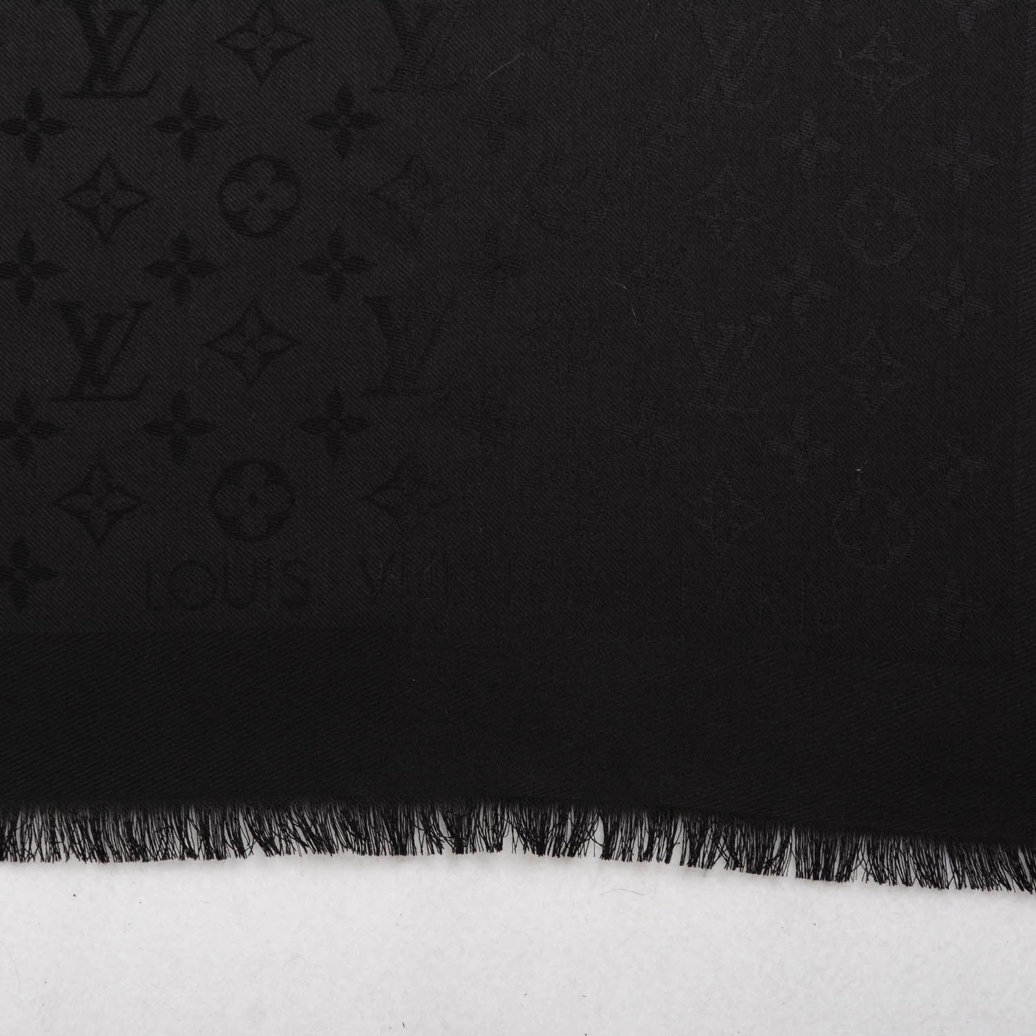 Louis Vuitton Silk Wool Monogram Shawl Black 4 of 5