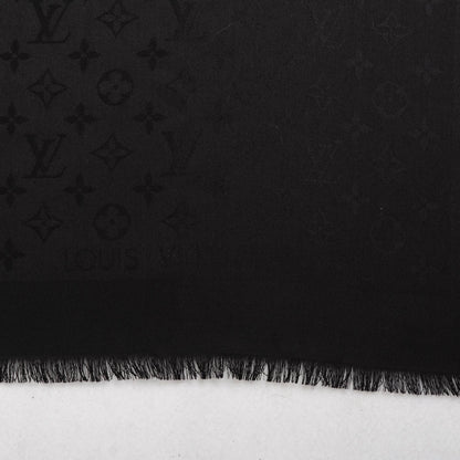 Louis Vuitton Silk Wool Monogram Shawl Black 4 of 5