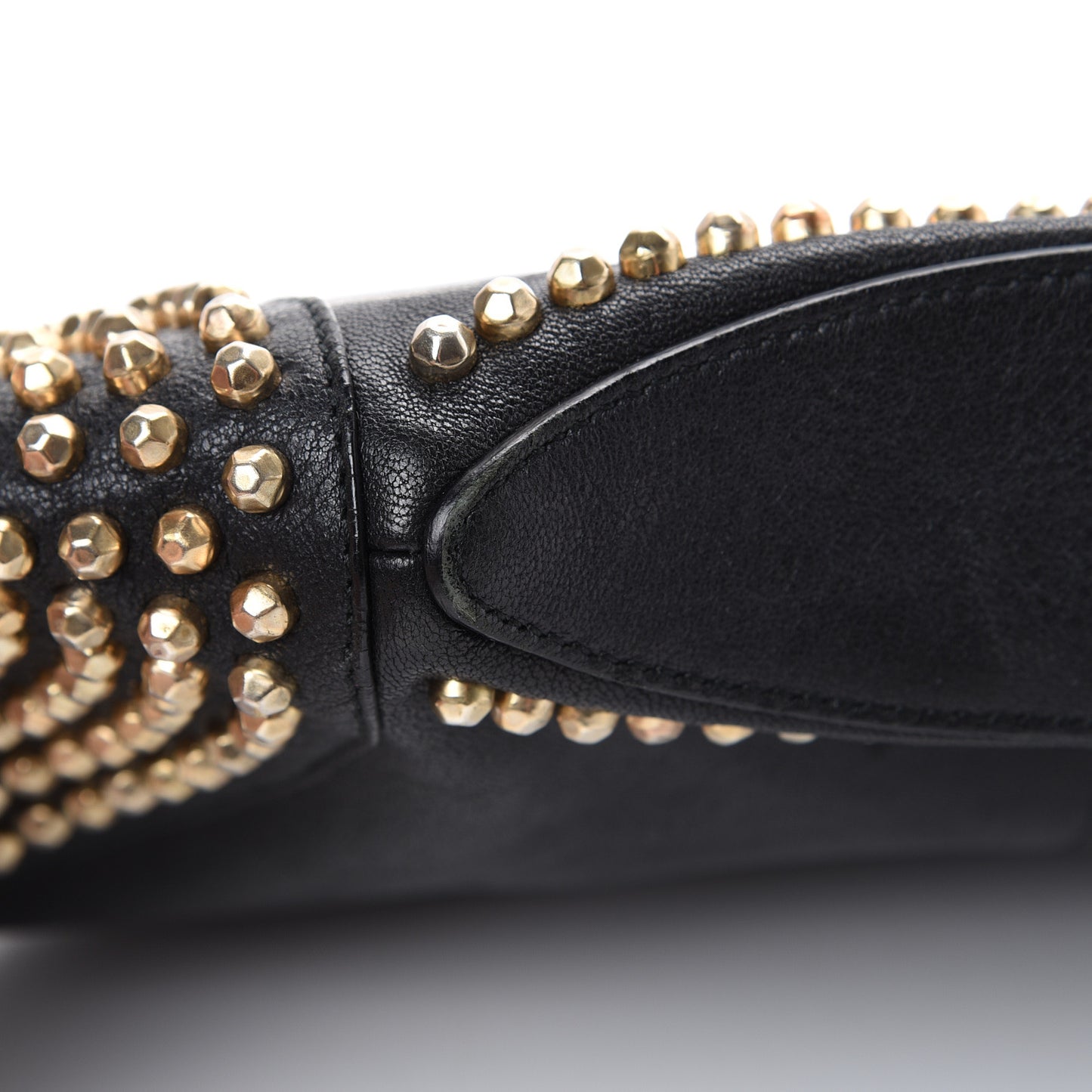 Calfskin Studded De Manta Clutch Black
