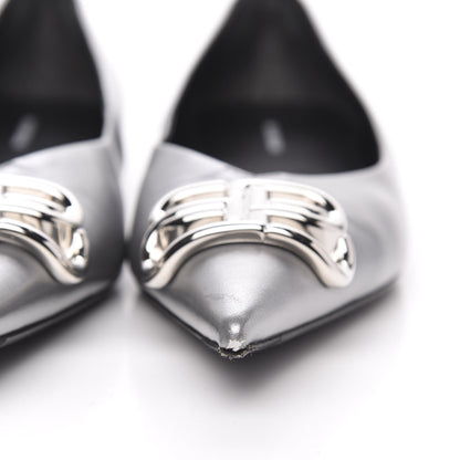 Balenciaga Metallic Calfskin BB Knife Pointy Toe Ballerina Flats 39.5 Silver Hardware 9 of 9