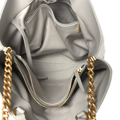 Chanel Grained Calfskin Stitched Large Shopping Tote Bag Light Grey 5 of 9