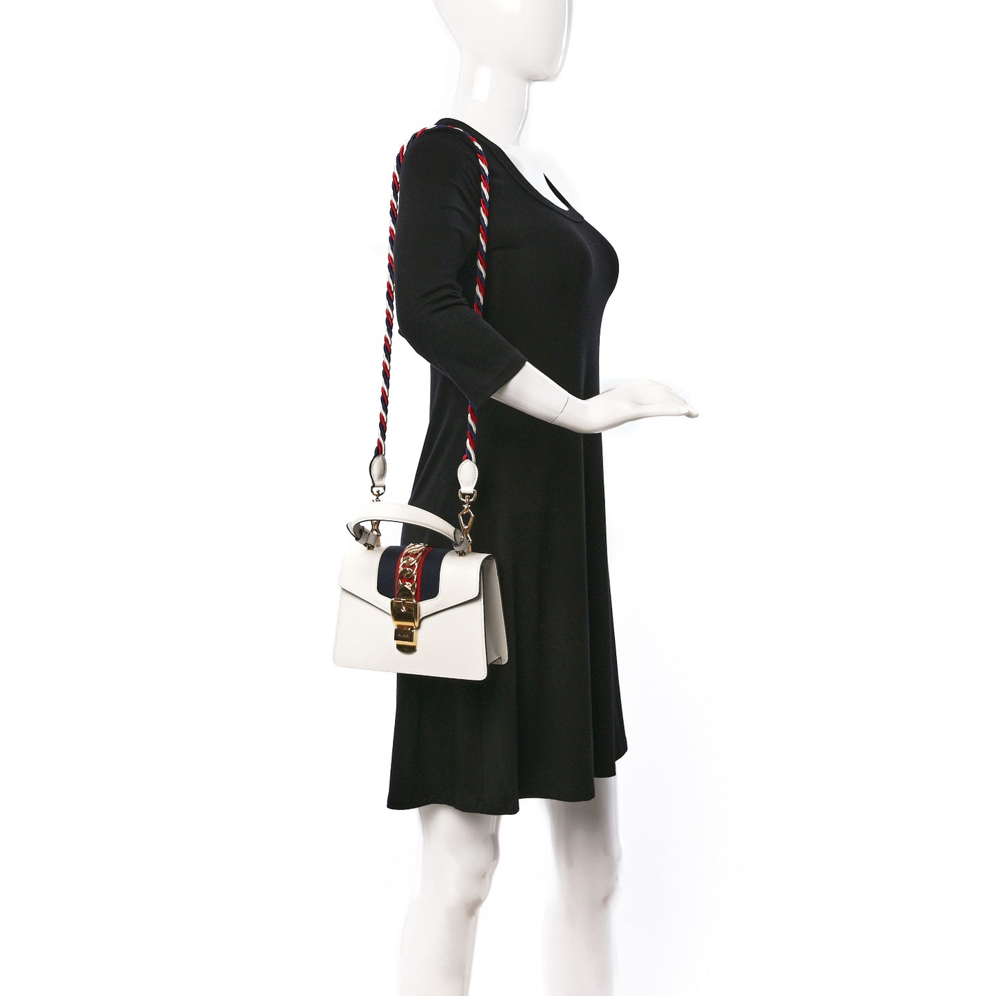 Calfskin Mini Sylvie Top Handle Bag White