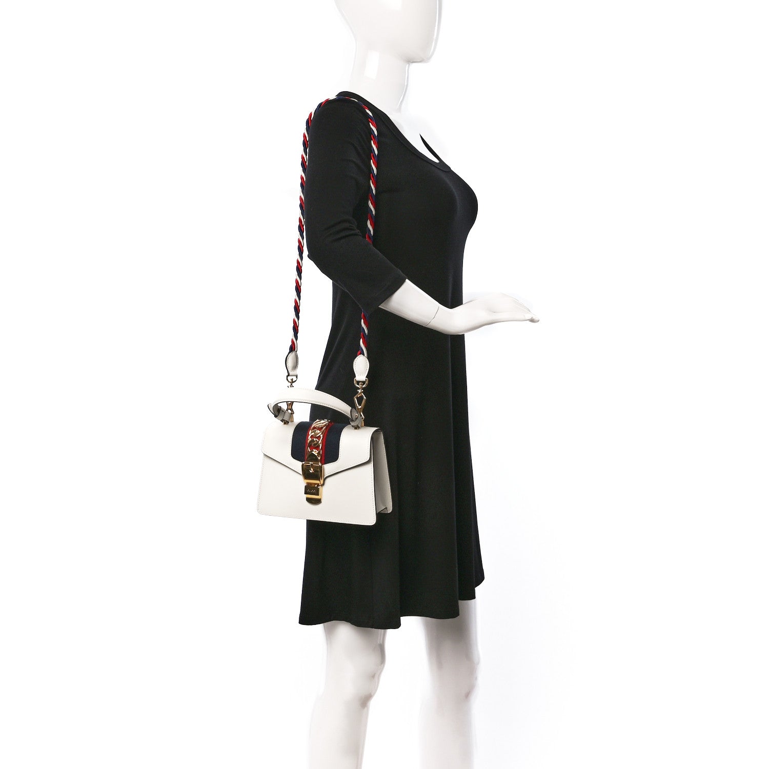 Gucci Calfskin Mini Sylvie Top Handle Bag White 2 of 10