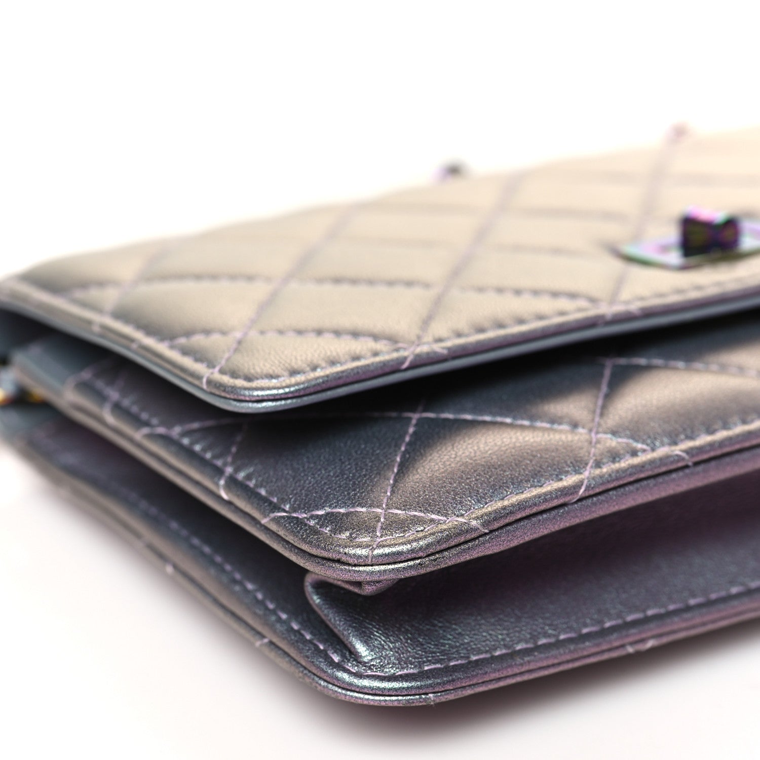 Chanel Iridescent Lambskin Quilted Reissue Wallet On Chain WOC Light Purple 10 of 11